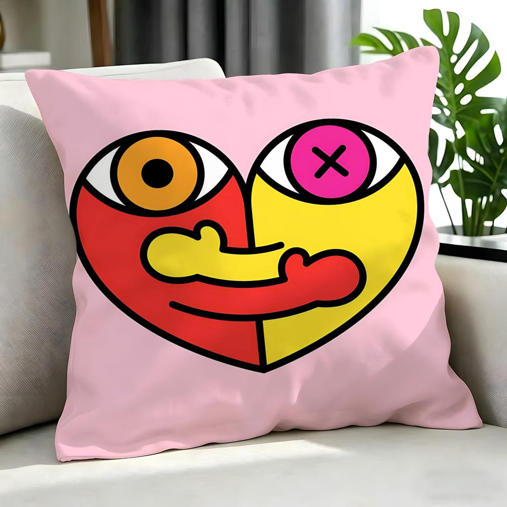 Art GGraffiti Heart Cushion Cover Cushion Cover Set Pcs x x x Pillowcase Decorative Sofa Home Decor