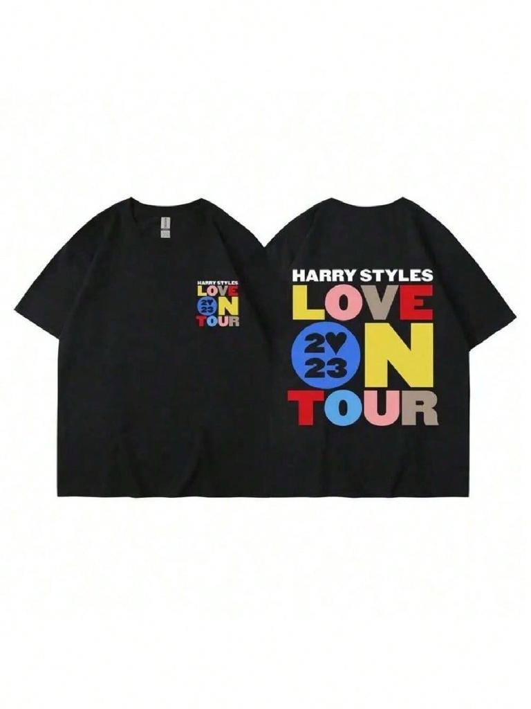 25 Новых Футболка унисекс с коротким рукавом Harry Style Loves Touring Summer Y2k Хип-хоп Уличный Повседневный Мода 100% Хлопок