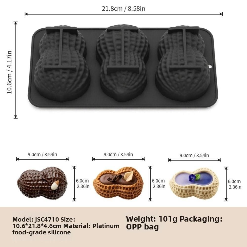 3-Cell Peanut Mousse Cake Mold Peanut Shaped Baking Mold New Chocolate Mold  Baking Tools