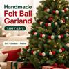 Lightweight Christmas Flocking Ball Garland Flocking Hanging Pom Pom Banner  Christmas Tree Decor