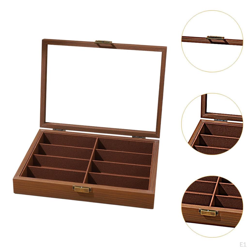 8 Grids Sunglasses Storage Box Glasses Case Collection Wooden Home Gadget Dustproof Transparent