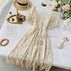 Summer Fairy Dress Women French Style Vintage Retro Chiffon Dress Puff Sleeve Casual Elegant Floral Print Dress Women 2025 New