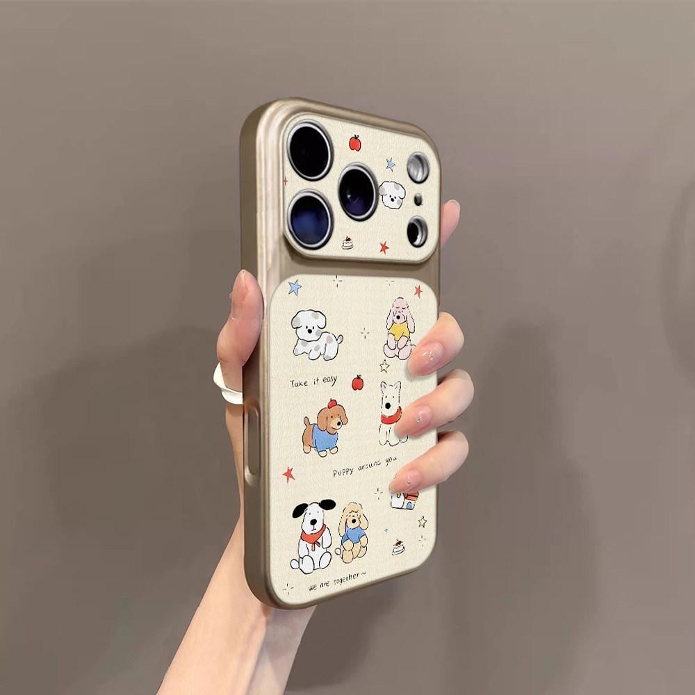 Медведь и собака подходят для чехла на мобильный телефон iPhone17promax Apple 16pro новый 15pro нишевый 16 кожаный.