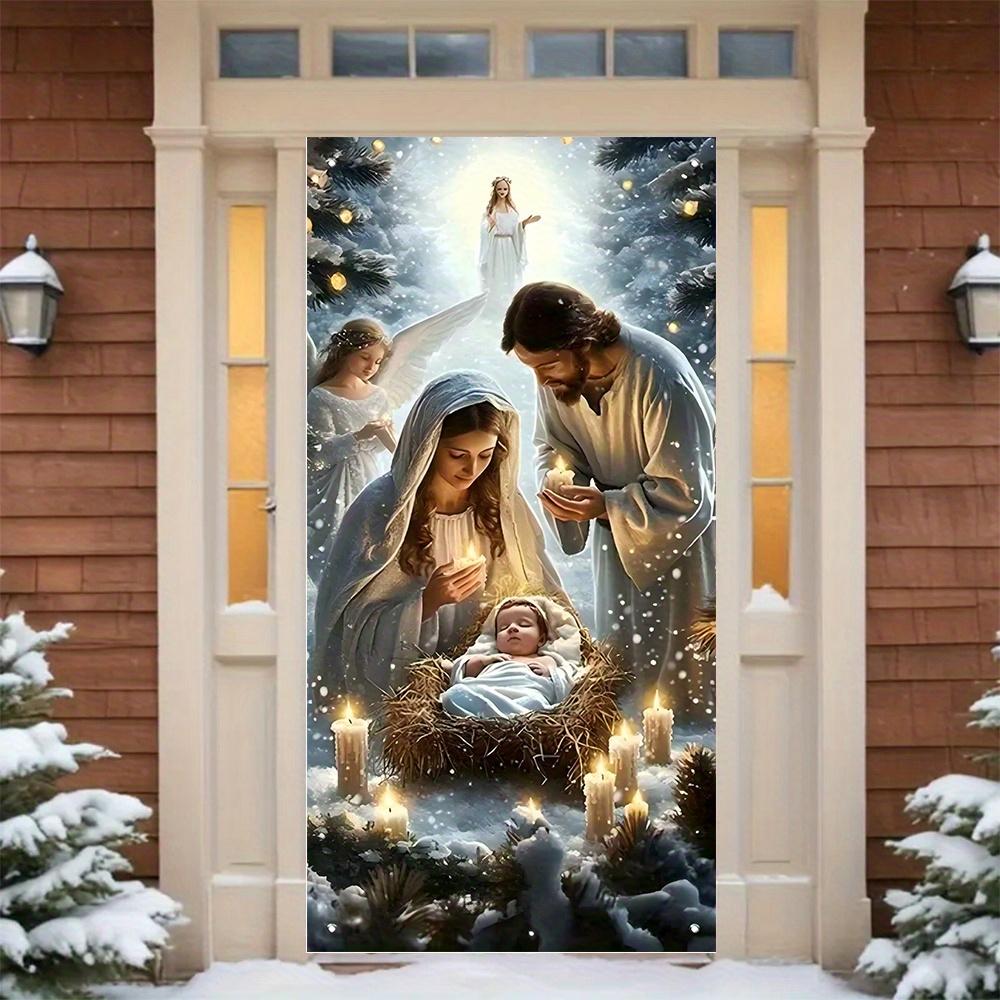2D door banner Christmas curtain, polyester material, indoor/outdoor decoration