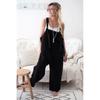 Womens Jumpsuit Spaghetti Strap Wide Leg Bib Pants With Pockets Cotton Linen Overalls Casual Loose Playsuit