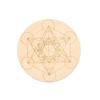 Collectibles Flower of life Decor Healing Circles Carved Round Edge Wood Chakra Pattern Coaster