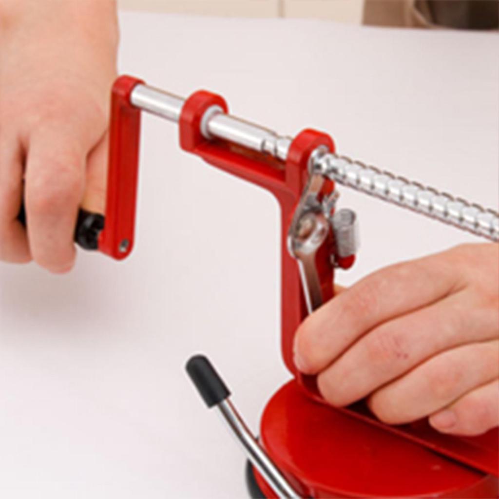 Овощечистка для яблок Corer, ручная овощечистка с лезвиями из нержавеющей стали и мощной присоской для яблок, груш, картофеля, красного цвета