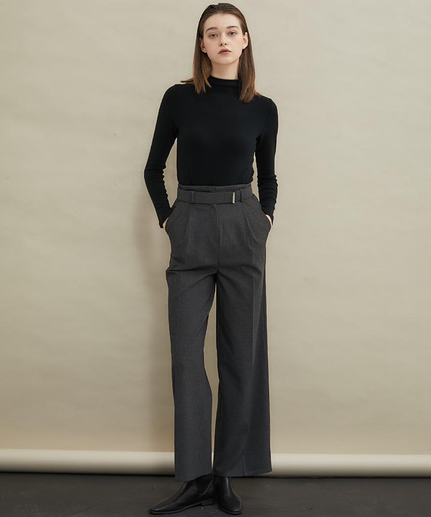 MANAVIS7 Martin High-Waisted Wide Slacks [Charcoal]