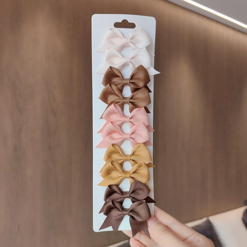 10 шт./набор Красочный бант из репсовой ленты Заколка для волос Девочки Милые Чир Бант-бабочка Заколка-автомат Головной убор Детские аксессуары для волос