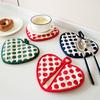 1PC Anti-scalding Gloves Coasters Two-in-one Baking Kitchen High Temperature Resistant Oven Thickened Cotton Heart-shaped
