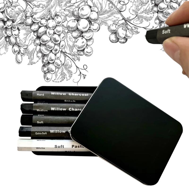 Water Soluble Charcoal Strips Charcoal Sticks Sketching Charcoal Pencils Art Supplies for Sketching Drawing and Shading