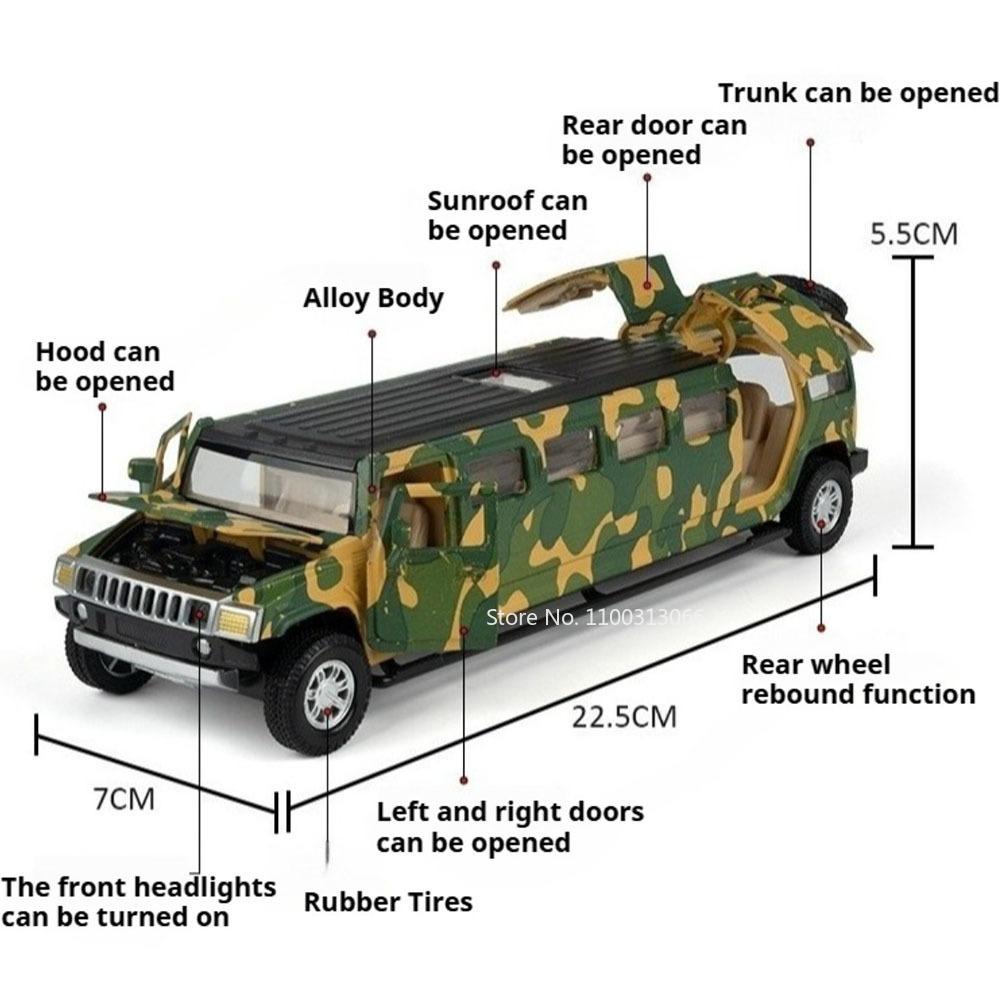 1:32 Scale H2 Toys Models Cars Doors Opened Metal Body Rubber Tires Miniature Model Shock Absorption Vehicles Indoor Display