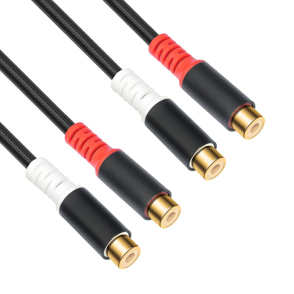 80см 2RCA Кабель для звука, гнездо-гнездо, с экранированием из алюминиевой фольги для улучшенной чистоты звука
