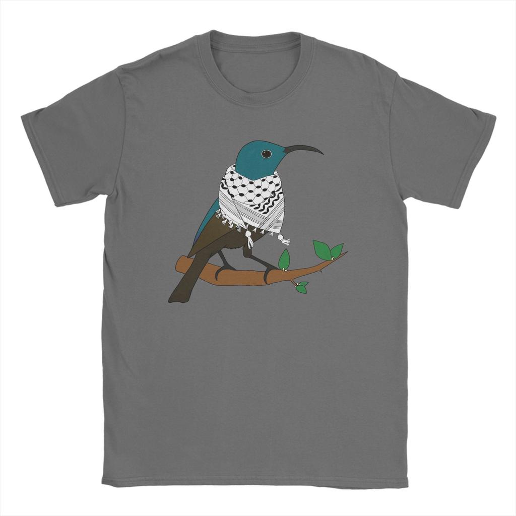 Oversized T Shirt Summer Palestine Sunbird Wearing Keffiyeh Scarf Hip Hop T-Shirts Cotton Tshirt Male Y2K Basic Design Top Tees