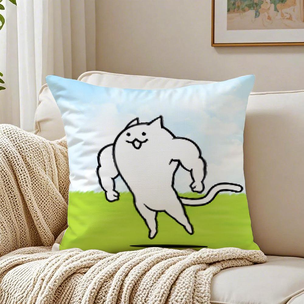 Tower Defense Japanese Game BBattle Cats Cushion Cover Pillowcase Antidustmite living Room Sofa Decor Cushion Room