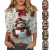 Women's Fashion Casual Three-quarter Sleeve Christmas Printed Round Neck Pullover Top