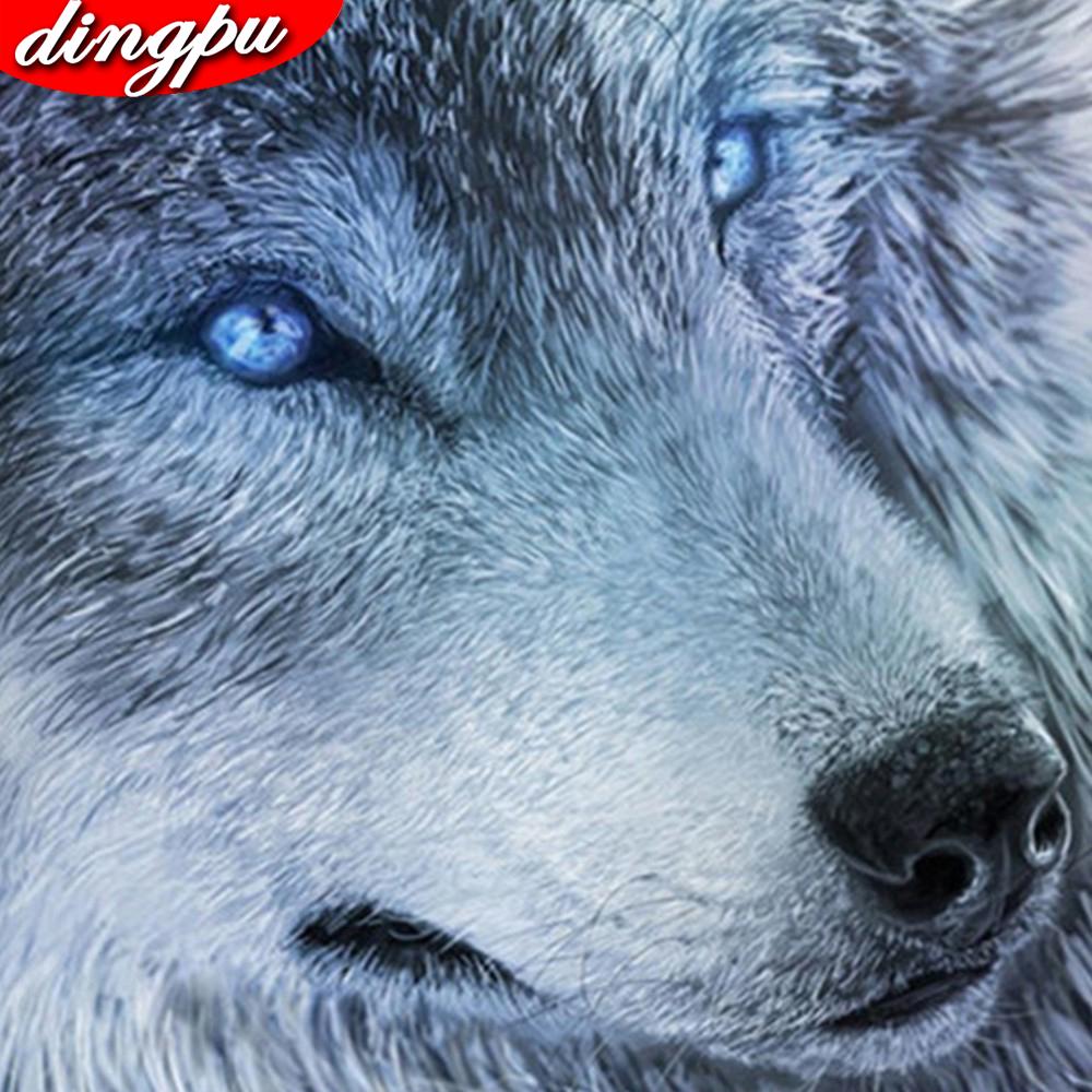 5D DIY Алмазная картина Полная круглая голова волка Алмазная мозаика Животное Алмазная вышивка