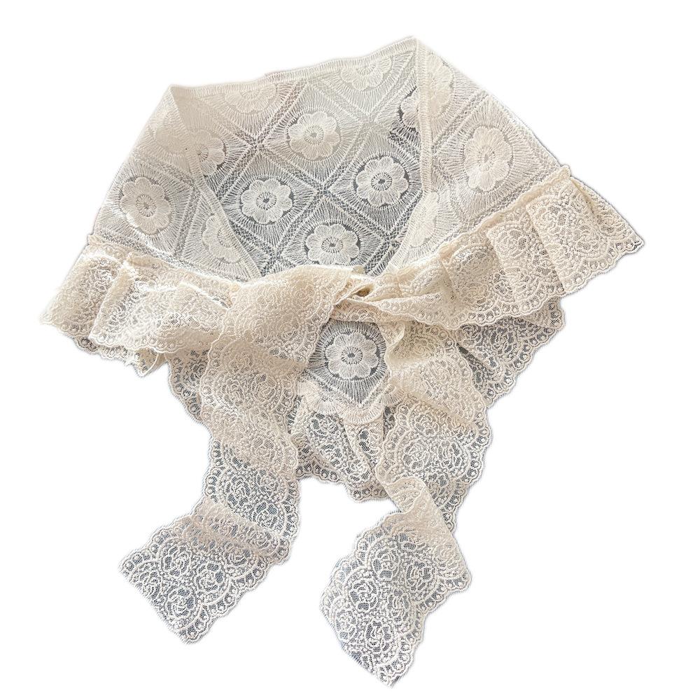 Retro Lace Silk Scarf, Headscarf, Foreign Style Mix And Match, Stacked Triangle Scarf, Skirt, Fart Curtain, Woman