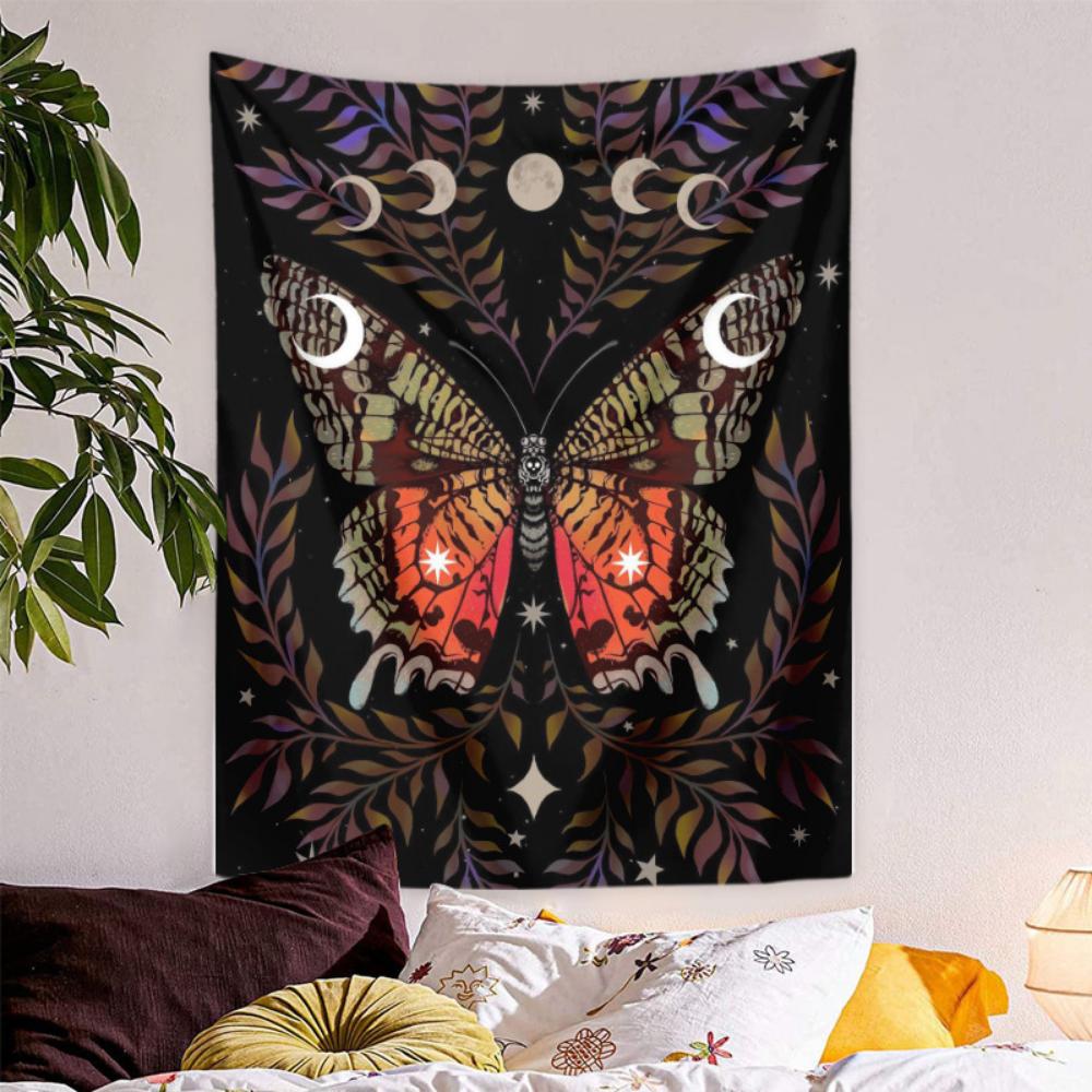 Гобелен с бабочками, фреска, украшение дома, фоновая ткань для стен, богемная подвесная ткань