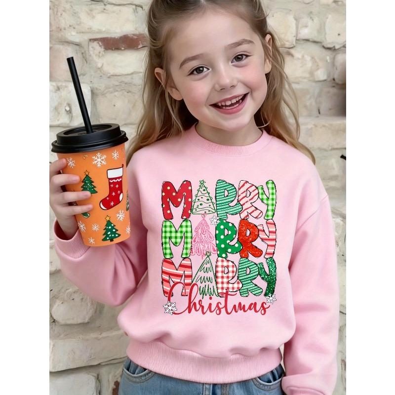Европейские размеры Детский рождественский свитер с длинным рукавом Черный Merry Merry Merry Christmas с принтом разноцветной елки и снежинок