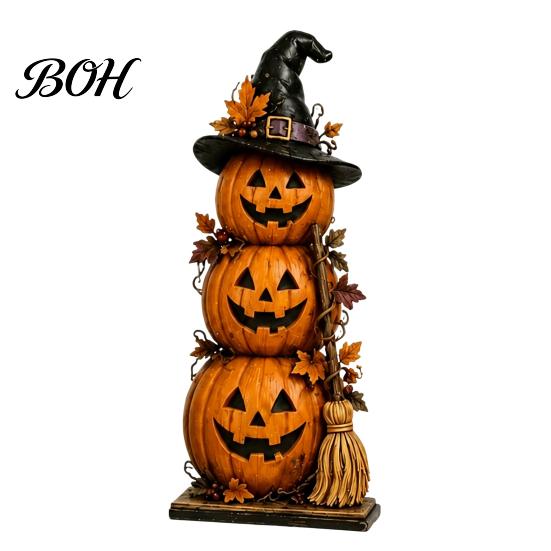 Vintage Haunted House Tiered Tray Decor Farmhouse Halloween Wooden Tabletop Decorations, Table Topper Signs, Spooky Nostalgic Party Favors Pumpkin