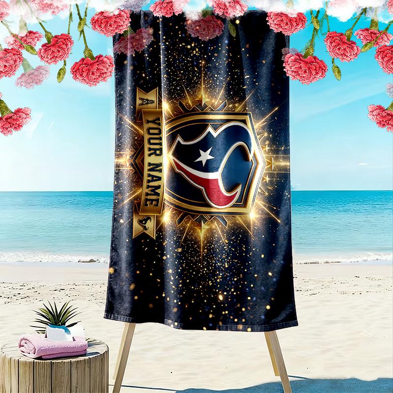 Houston Texans Print Beach Towel, Large Soft Quick Dry Towel for Beach Camping Swimming