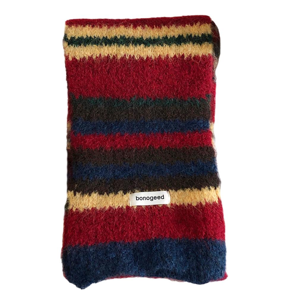 Striped Scarf Color Blocking Warm Neck Warmer Comfortable Neckerchief for Women Men Fall and Winter Outdoor Activities