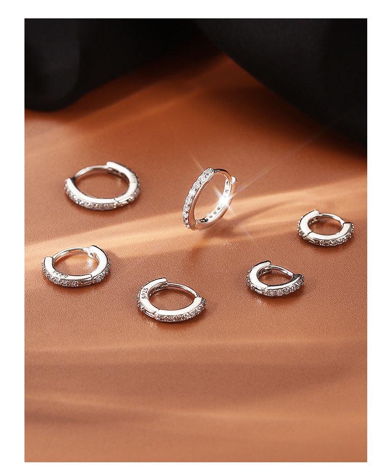 925 Sterling Silver Stud Earrings & Diamond-Set Ear Cuffs: Women's Elegant Hoop Jewelry for Pierced Ears - INS Style