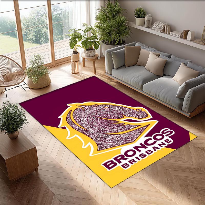 Коврик для пола с принтом Brisbane Broncos из кристаллического велюра, мягкий, противоскользящий, влаговпитывающий, для гостиной, спальни