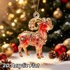 Auspicious Red Gold Chinese Zodiac Goat Acrylic Hanging Ornament for Home Car Lunar New Year Decoration Gift