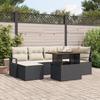 7-Piece Garden Sofa Set with Cushions Black Poly Rattan 3358469