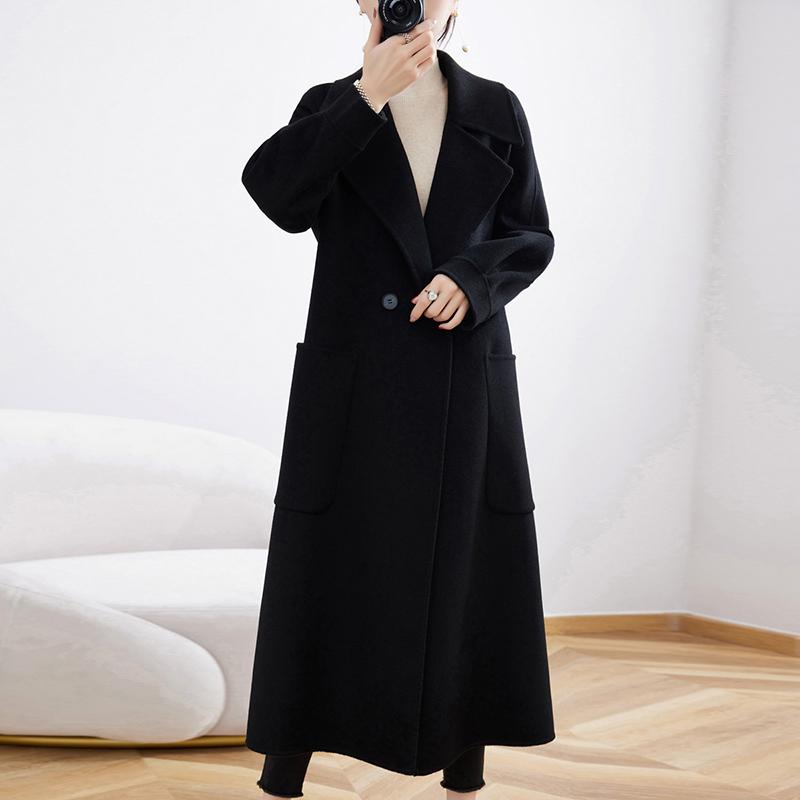 Женское пальто из 100% шерсти TIDENOVEL Осеннее шерстяное длинное пальто Ручной работы Пальто-бушлат Зимняя теплая шерстяная длинная куртка Пальто