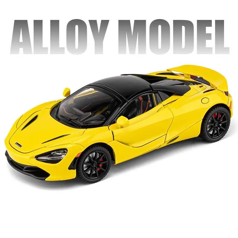 1:24 гоночных автомобиля McLaren 720S из легкого сплава, литая металлическая модель спортивного автомобиля, имитация звука и света, коллекция украшений, детские игрушки, подарок для мальчиков