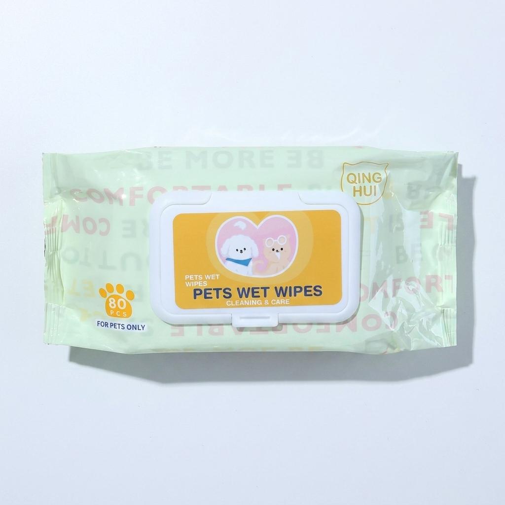 80 Count Pet Wipes, Disposable No-Rinse Cleaning Wipes for Dogs Cats, Tear Stain & Dirt Remover