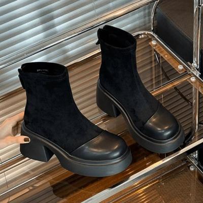 Женские высокие каблуки, ботильоны, зимние ботинки на платформе, замшевые теплые туфли, женские брендовые зимние трендовые туфли 2025 года, повседневные туфли-лодочки, массивные туфли-лодочки Mujer