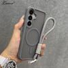 Матовый магнитный ремешок-чехол для запястья для Samsung Galaxy S26 S25 Ultra S24 Plus S23 FE A56 A55 A16 A54 A35 A15 Тонкий чехол с ремешком