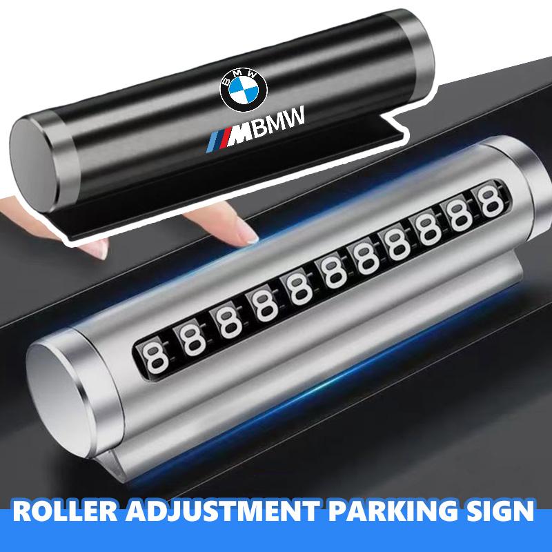 UWGK8 Metal Car Temporary Parking Card Rotate Phone Number Plate Sticker For BMW M 1 3 4 5 6 7 Series M3 M6 F01 F02E34 E36 E70 F10 X6