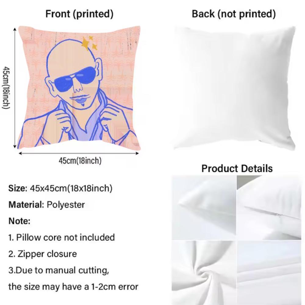 singer P-Pitbull Rapper Cushion Cover Pattern Printed Pillowcase for Living Room Sofa Cushion Cover & Bedroom Decor