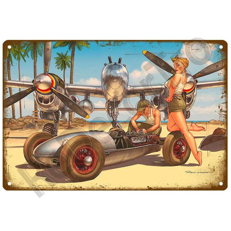 Airplane Retro Decorative House Metal Sign Plate Posters On The Wall Tin Sign Vintage Poster Decor Wall Art Room Decoration