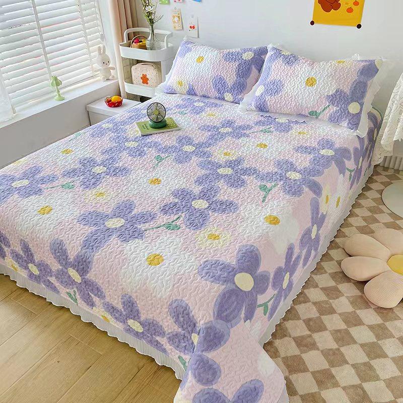 Новый комплект из трех предметов с жемчужным хлопковым покрывалом Fairy с стиркой в ​​пресной воде и хлопковым кружевным покрывалом