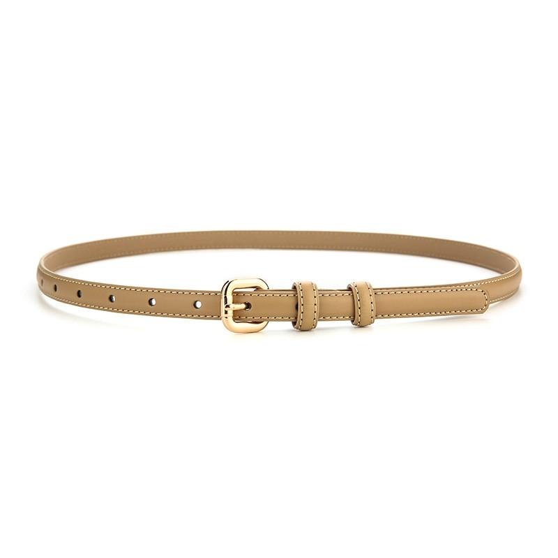 Womens Genuine Leather Slim Waist Belt For Dresses And Shirts With Metal Buckle For Casual Or Office Wear