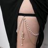 Layered Chains Elastic Band Leg Thigh Chain Rhinestone Pearl Leg Chain  Jewelry Accessories