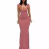 Women's Summer Sleeve-covered Square Collar Elegant Casual Long Form-fitting Evening Dress
