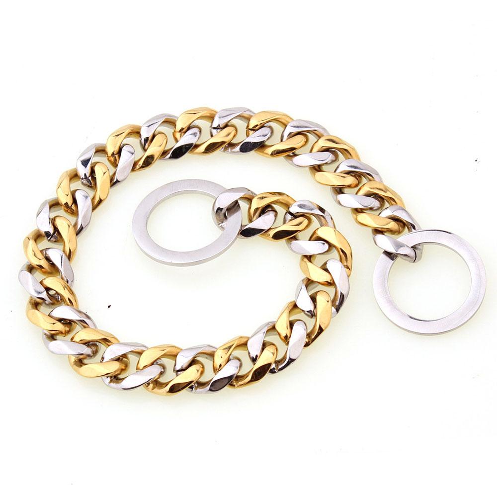 Ошейник для собак Cuban Link, 15 мм, цепной ошейник для собак, прогулочная цепь, нержавеющая сталь 316L, прочный скользящий ошейник для маленьких, средних и больших собак