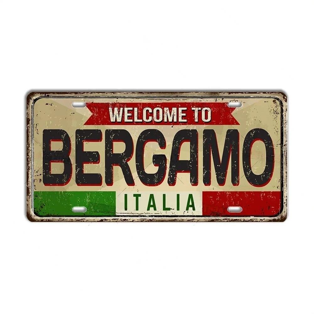 FJ Metal Tin Signs ITALY License Plate City State Tin Plaque Landmark Posters Wall Garage Bar Pub Decors