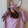 Women Warm Soft Hoodies Student Long-sleeved Rabbit Ears Pullover Casual Versatile Retro Simple Literary Sweater Tops