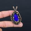 Созданный в лаборатории синий сапфировый драгоценный камень Чистая медная проволока, обернутая ювелирной подвеской ручной работы