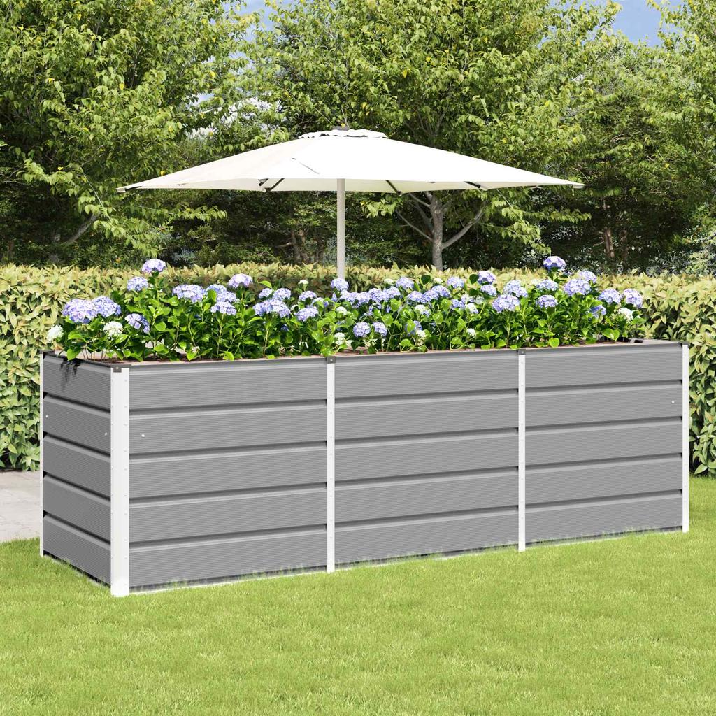 Planter Light Grey 240 x 80 x 75 cm Steel