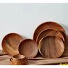 1pc Kitchen Round Wooden Dried Fruit Tray Snack Plate Handcraft Food Dish Tray Walnut Wood Tableware Japanese Kitchen Cake Stand