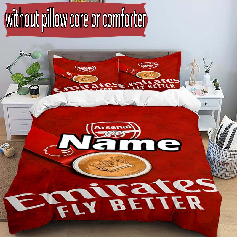 3pcs Duvet Cover Set (1*Duvet Cover + 2*Pillowcase, Without Core), Custom Name football team Pattern Bedding Set, Home Bedroom Decor Gift